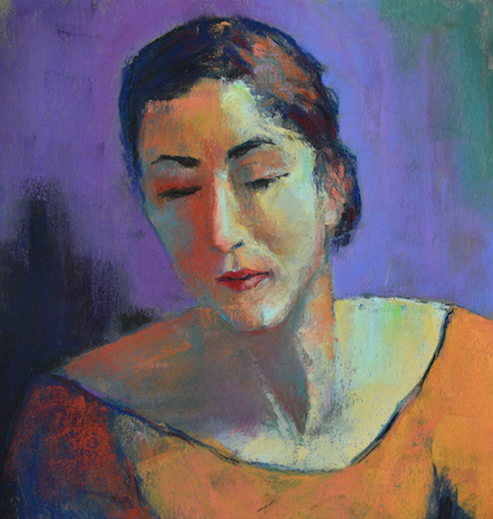 Pastel painting roundup: Neva Rossi Smoll, "Ava in Apricot," pastel, 12 x 12 in