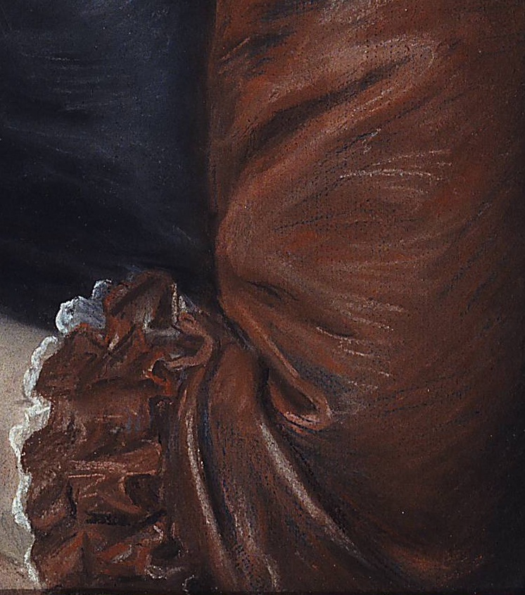 Women Artists: Marie-Geneviève Navarre, "Portrait of a Young Woman," 1774, pastel on paper, 24 x 19 3/4 in, National Museum of Women in the Arts (NMWA), Washington, DC - detail.