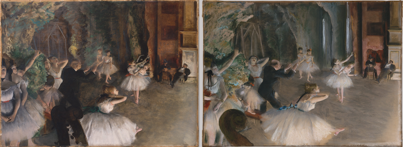 Edgar Degas - two paintings of ballet rehearsal onstage
