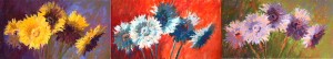 Three gerbera paintings