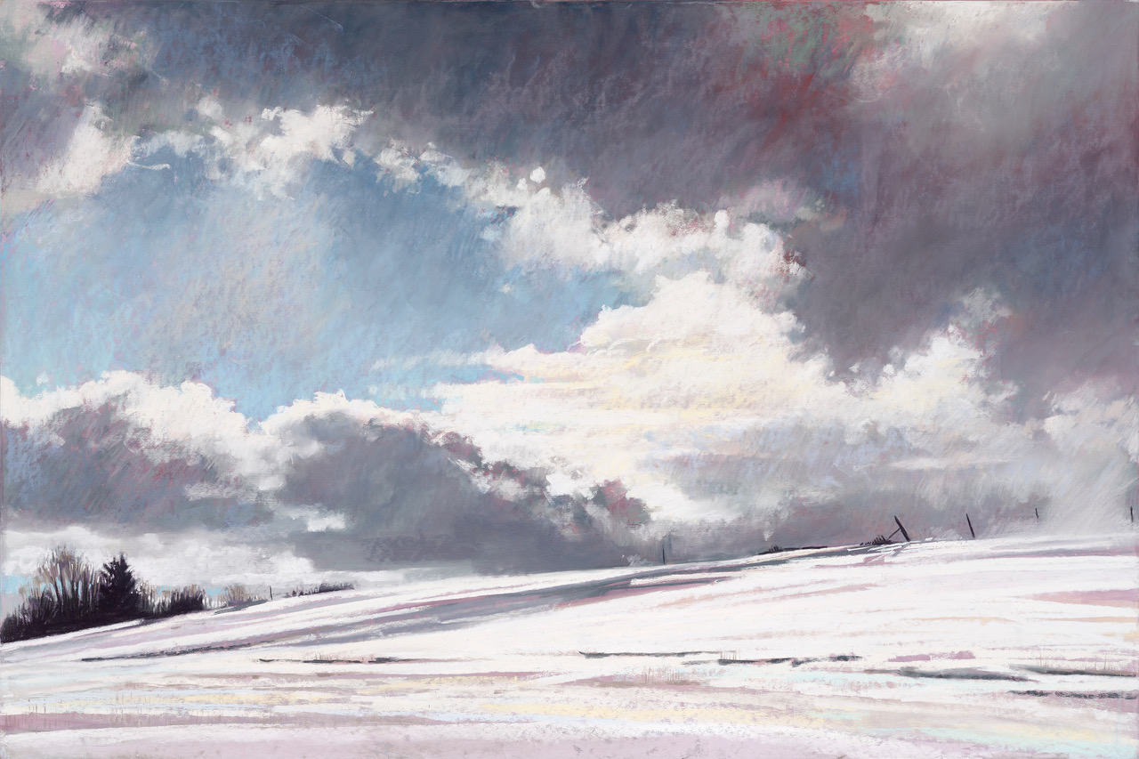 Liz Haywood-Sullivan, Winter Blow, 2007, 24x36, pastel on UART 500 sanded paper. Sold.