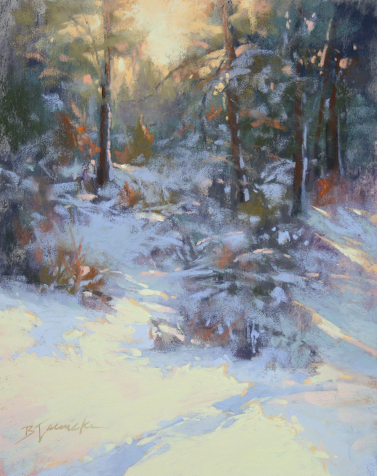 Barbara Jaenicke, "Winter Evening Shimmer," pastel on UART Premium Board 320, 10x8 in. Sold