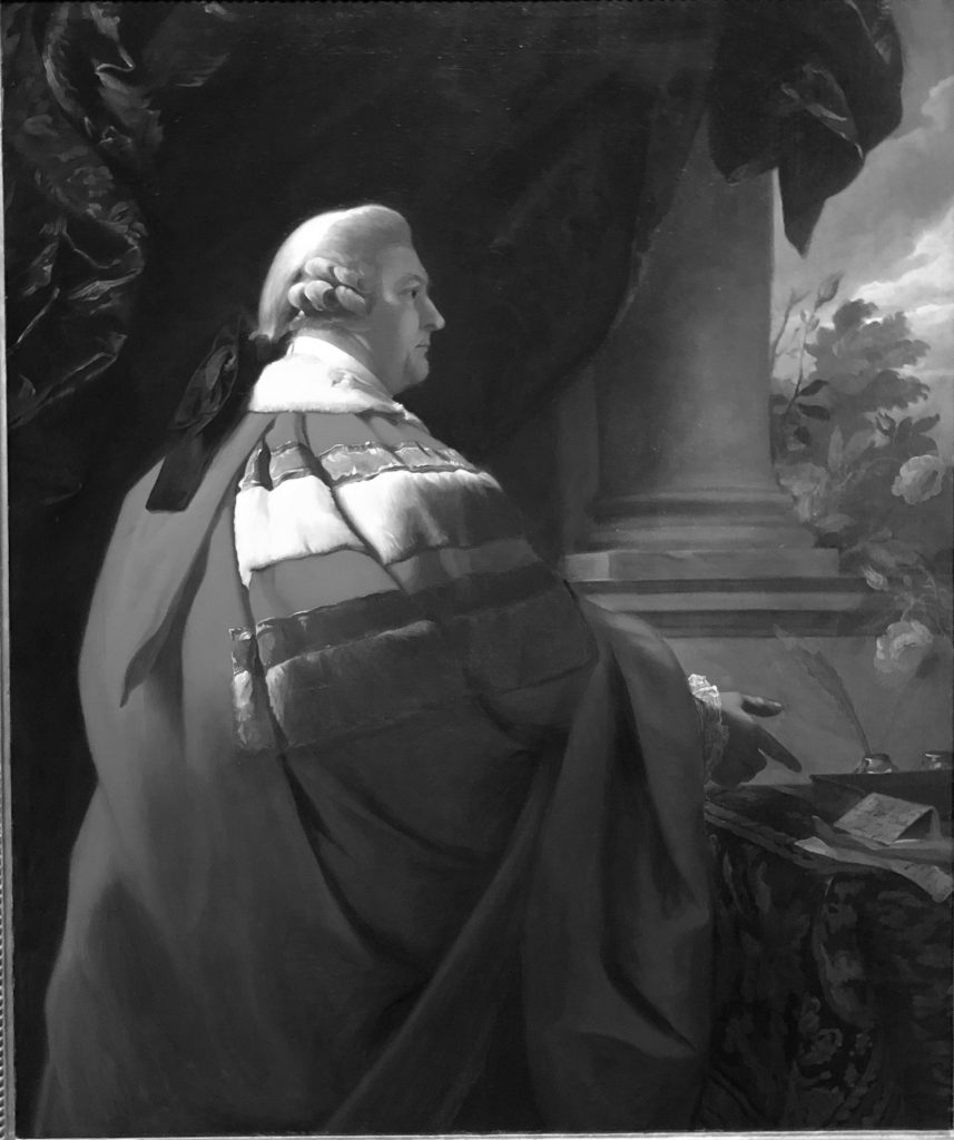 John Singleton Copley, "Portrait of John Ward, Second Viscount Dudley and Ward," 1778-1781, oil on canvas, 50 11/16 x 46 3/8 in, Utah Museum of Fine Arts, Salt Lake City, Utah, USA - in black and white