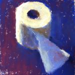 Making a statement with you art: Gail Sibley, Demo pastel painting of a single toilet paper roll, Unison Colour pastels on UART 400, 6 x 5 3/4 in.