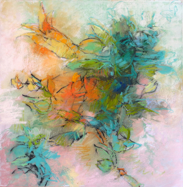 Debora Stewart, "Jardin Vert," 2019, pastel on Rives BFK paper with ground, 22x22 inches.
