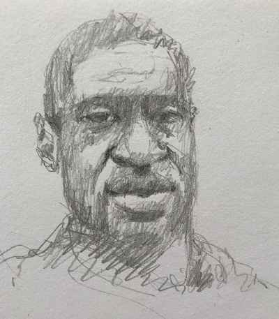 Using Art To Respond To Social Crisis: sketch of George Floyd