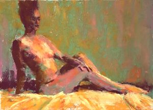 From sketch to painting: Gail Sibley, "Zoom Nude," Unison Colour pastels on UART 500 paper, 6 x 8 in.