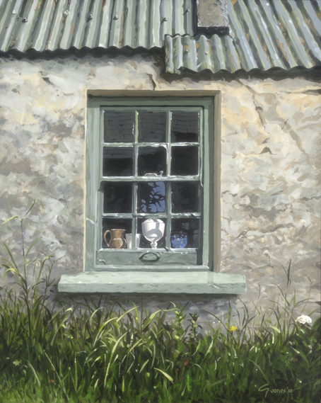 Gareth Jones, "Green Window," 2010, Acrylic on illustration board, 45x35cm. Sold. My first gallery sale