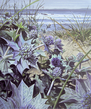 Gareth Jones, "Sea Holly," 2010, Acrylic on watercolour board, 30x20cm. Sold