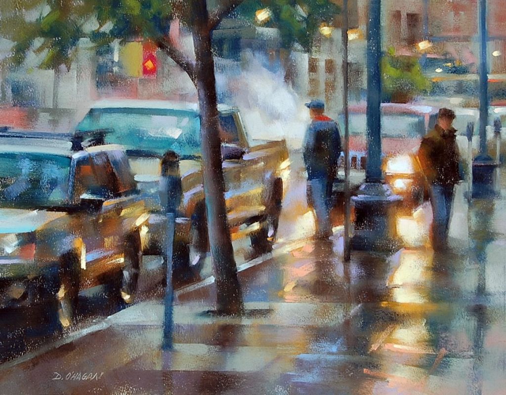 Get into juried shows: Desmond O'Hagan, "Rainfall, Early March," Denver, pastel, 14 x 18 in