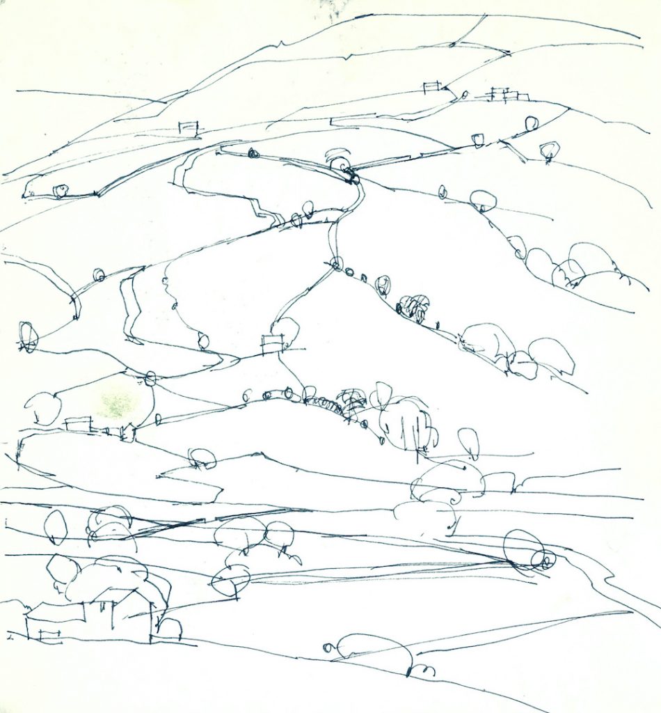 Moira Huntly, Sketch - Cumbria, fine ink pen. 