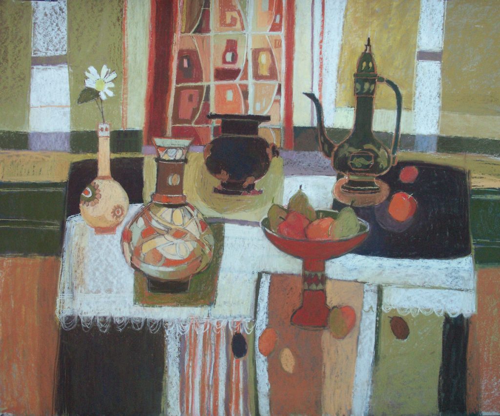 Moira Huntly, "Interior with Still Life," 2007, Unison Colour pastels and pastel pencils on mountboard, 81 x 99cm. SOLD. 