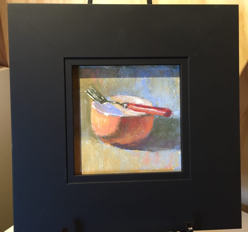 How to frame soft pastel paintings: Gail Sibley, "Licked Clean," pastel, 6 x 6 in. SOLD 
