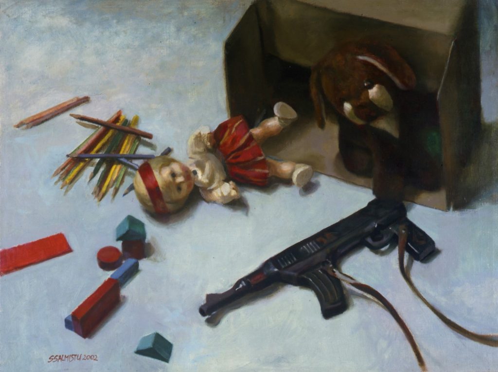 Silja Salmistu, "Play," 2002, oil on canvas, 17x23in. Sold
