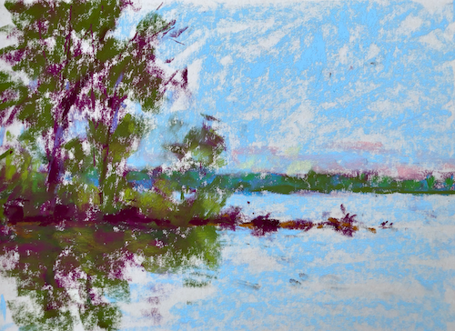 The imperfection in plein air painting: First layers on - three values - plus the beginning of added colours