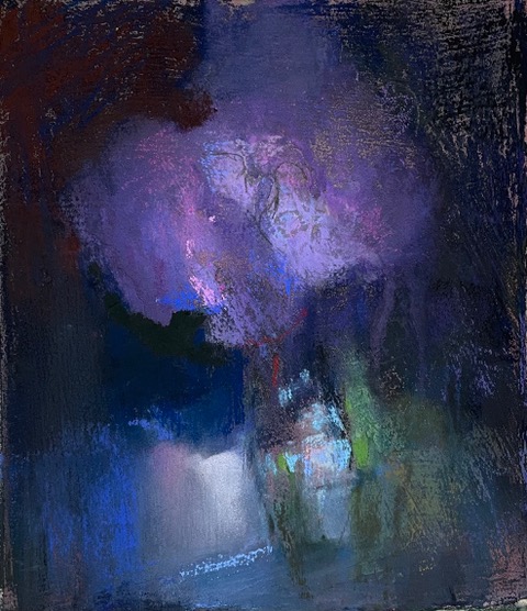 Loriann Signori, Violet Hydrangea," pastel on prepared paper 