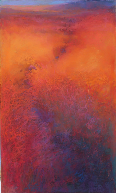 Loriann Signori, "Red Hot Marsh," pastel on prepared paper, 24 x 11 in. Available