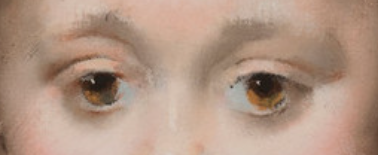 Louise Abbéma, "Portrait of a Young Girl with a Blue Ribbon," no date, pastel on canvas, 18 x 15 in., National Museum of Women in the Arts, Washington, DC, USA - close-up of the eyes