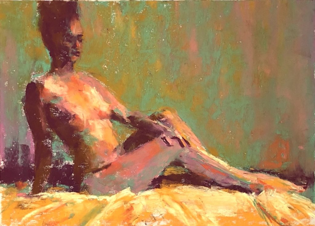 Gail Sibley, "Zoom Nude," Unison Colour pastels on UART 500 paper, 6 x 8 in. Sold