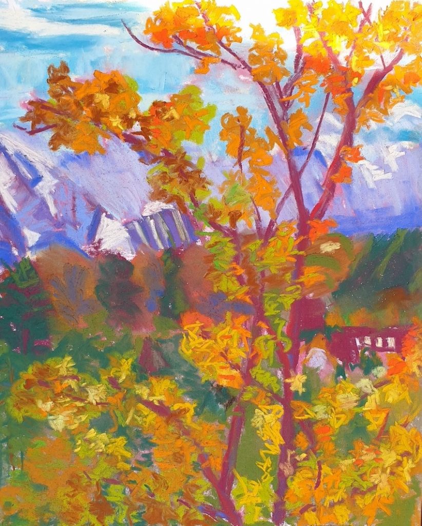 Tünde Varga, "Sunday autumn afternoon in Bern," Unison Colour pastels on Pastelmat, 30x24cm