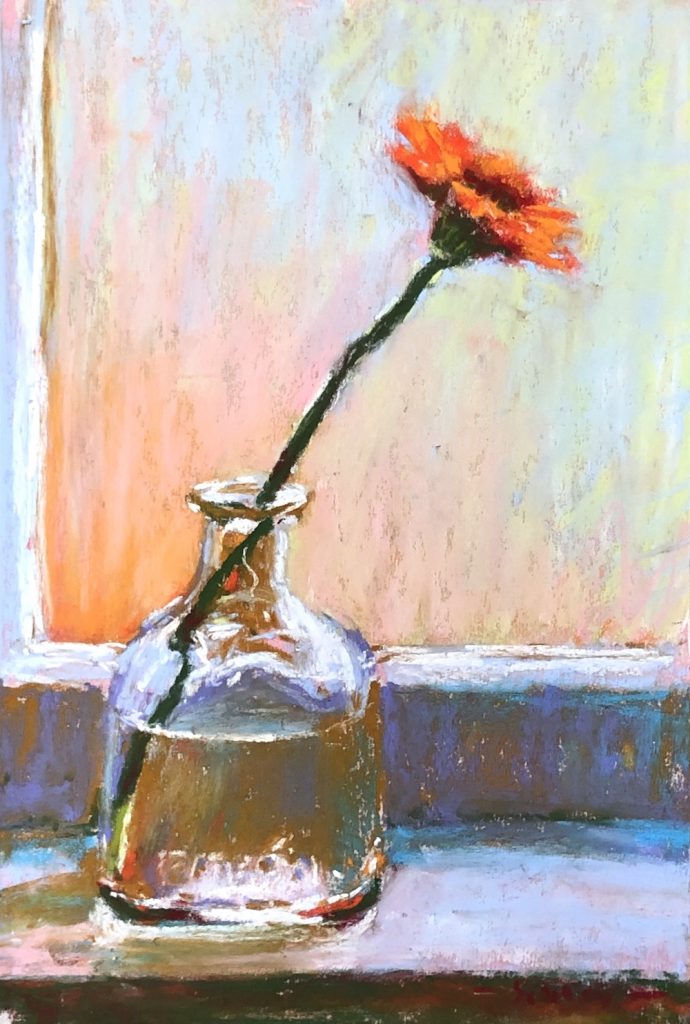 Gail Sibley, "Sipping Patrón," Unison Colour pastels on UART 400, 9 x 6 in. Sold.