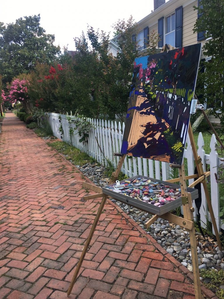 Tara Will, “Crepe Myrtle Walk,”...in process, 2020, soft pastel, 25 x 19 inches.