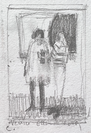 Rearrange the elements in a photo: Thumbnail in pencil for "Black and White Opposites"