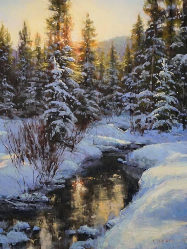 Aaron Schuerr, "Winter Gold," pastel, 24x18 in. Private collection