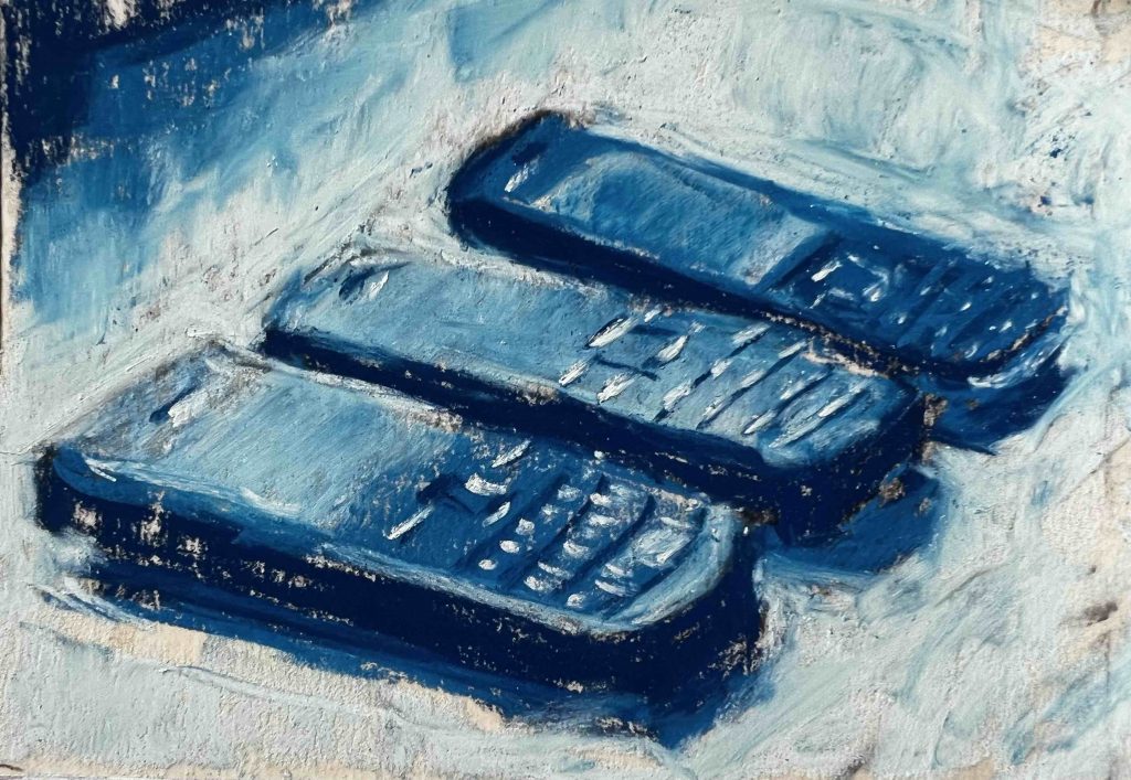Gail Sibley, "Nokia Historical Society Meeting," Sennelier pastels on UART 600, 4 x 5 ½ in. Available $85.