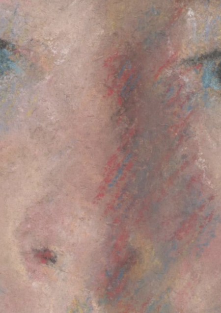 María Cassat, "Retrato de Mabel S. Simpkins," 1898, pastel sobre papel, 24 x 20 pulgadas (61 x 50,8 cm), Museo de Arte de Filadelfia, Filadelfia, Pensilvania, EE. UU. - detalle de la nariz