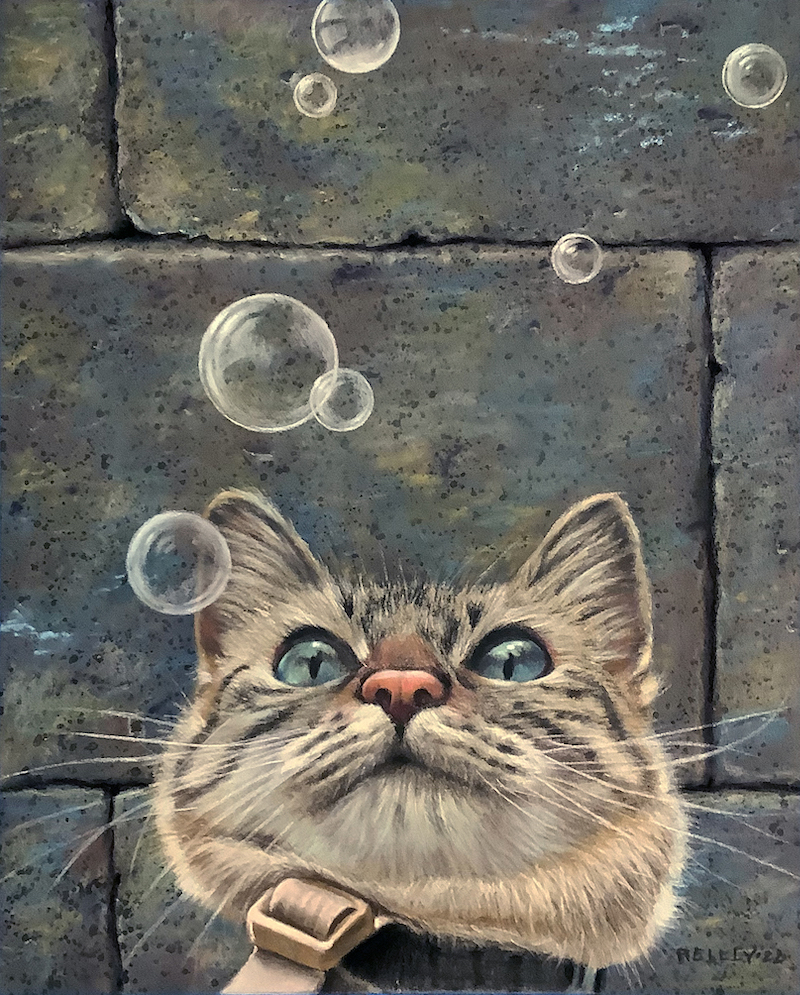 Tim Reilly, "Bubbles," 2022, pastel on La Carte paper, 11 x 14 in. Sold.