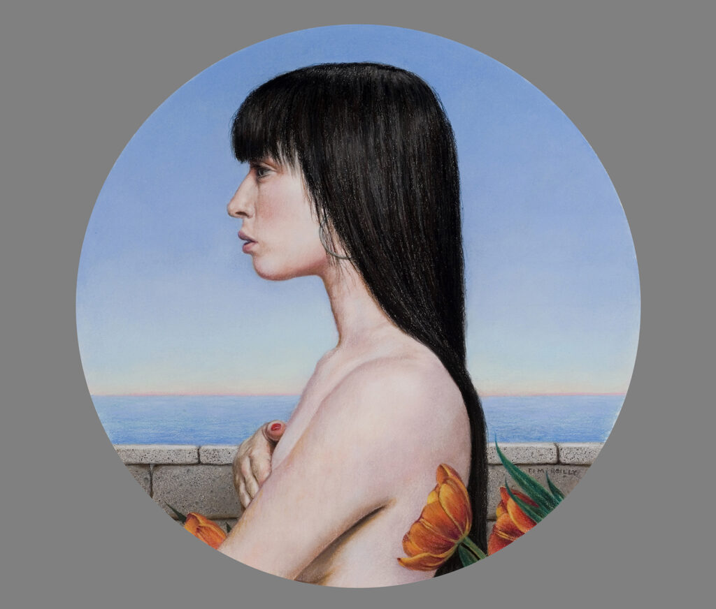Tim Reilly, "Persephone," 2010, pastel on Strathmore Illustration Board, 20 in diameter. Available.