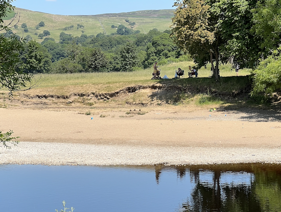 Painting in the Yorkshire Dales - Students across the river from Bolton Abbey