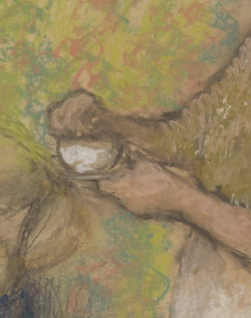 Seeing art in the real - Edgar Degas, "Woman at Her Toilet" - detail of teacup and hands - from Tate's website