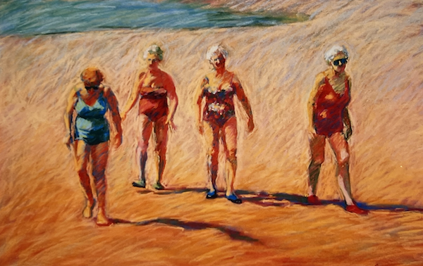 Paint what you love: Gail Sibley, "Vesuvius Beach Ladies Club #3, pastel on Wallis paper, 12 x 18 in. Sold.