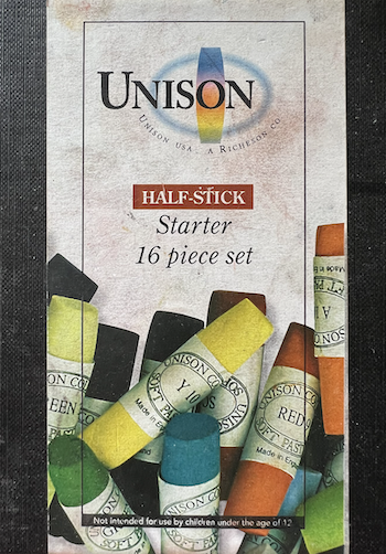 Cover of box of 16-piece Unison Colour soft pastels set
