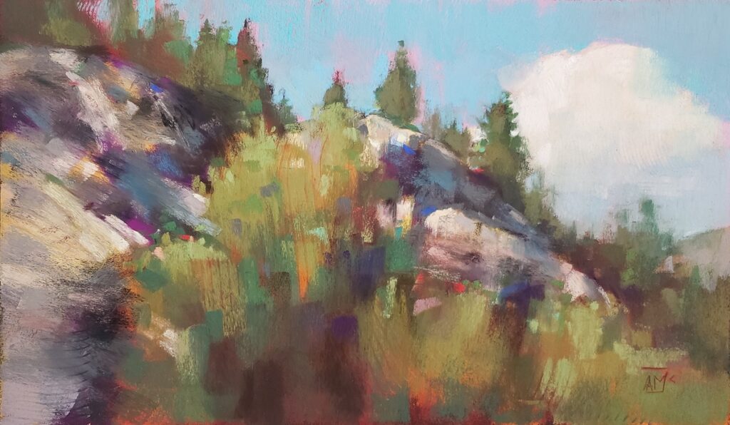 Andrew McDermott, "Afternoon on the Westcoast," 2023, pastel on La Carte, 8 1/2 x 15 inches