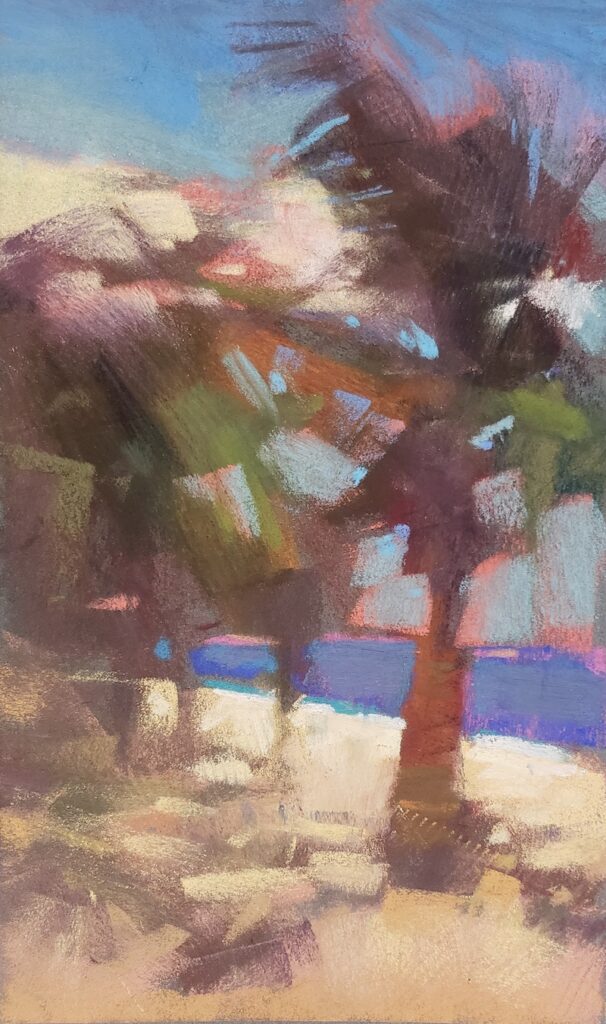 Andrew McDermott, study for "Palm Trees," 12 x 7 inches
