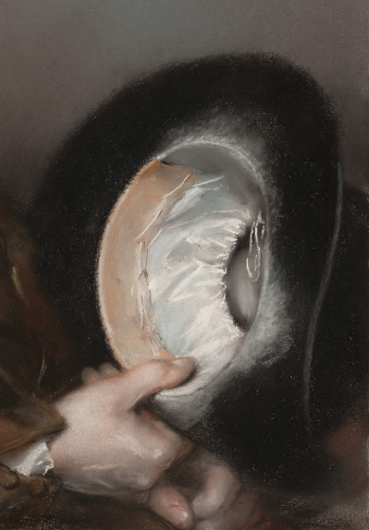 John Russell, Portrait of George de Ligne Gregory, 1793, pastel on paper, laid on canvas, 75.9 x 63.2 cm 29 7/8 x 24 7/8 in, J.Paul Getty Museum, Los Angeles, USA - detail of hat