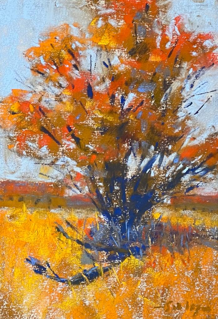Letting go of the outcome-Gail Sibley, “Fallen Limb,” Unison Colour pastels on UART 320, 6 ½ x 4 ½ inches. Available $175