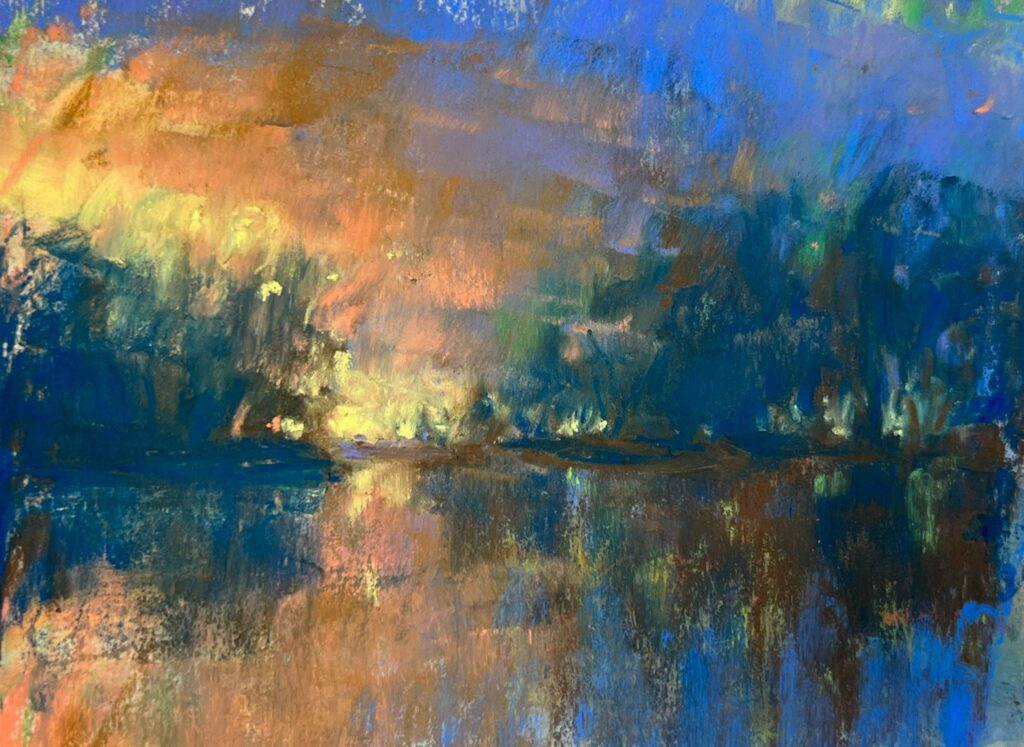 Letting go of the outcome - Gail Sibley, “Day’s End,” Sennelier pastels on repurposed UART 600 paper, 5 ½ x 4 in.