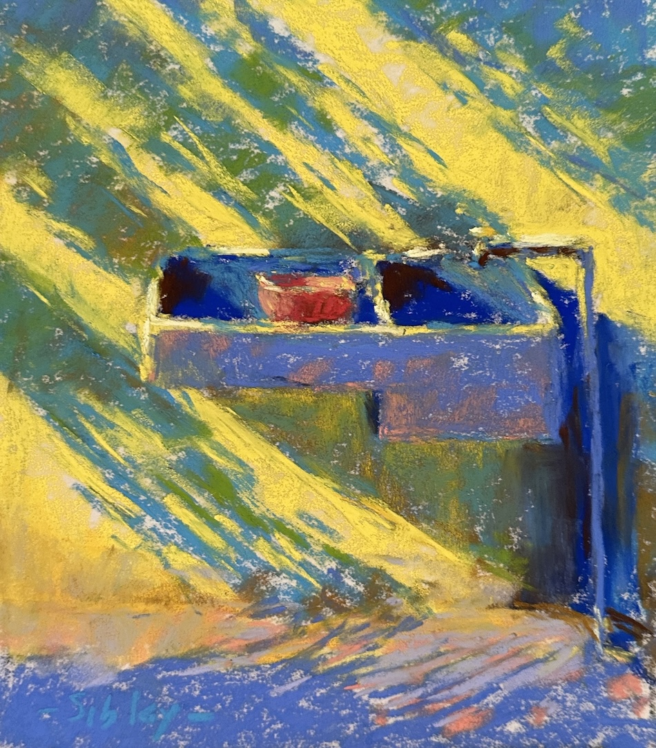 Hidden beauty: Gail Sibley, "The Red Bowl," Unison Colour pastels on UART paper, plein air painting