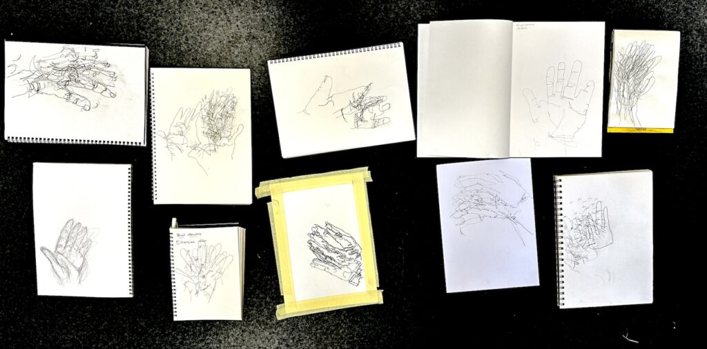 student work from New Zealand workshop - blind contour drawing