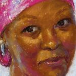 Gail Sibley, [Not yet titled], Unison Colour pastels and a Sennelier pink on UART 400 mounted on board, 15 1/4 x 11 1/2 in -close up of face