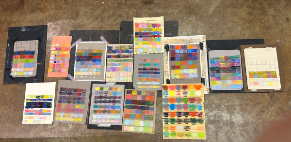 Pastel workshop experience: Colour swatch layering tests!! Artwork in themselves!