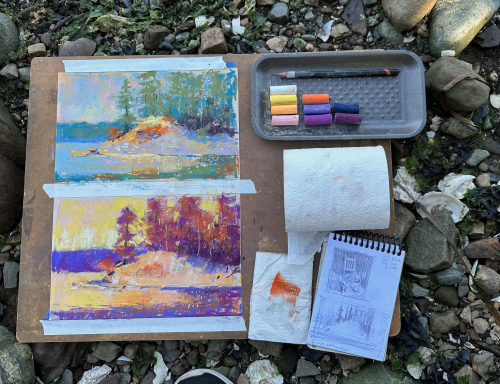 Two paintings on the board