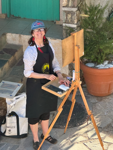 quick plein air painting: Gail at work