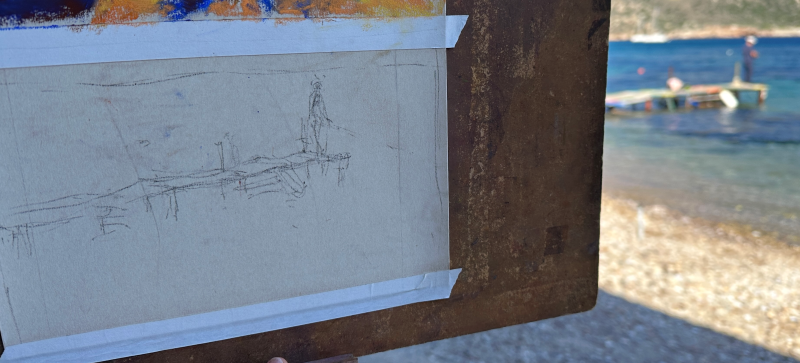 Dock drawn up in charcoal on UART 400