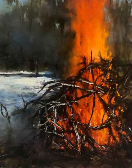 Beth Tockey William: Beth Tockey Williams, Inferno, 2020, pastel on UART paper, 10 x 8 in. Sold.