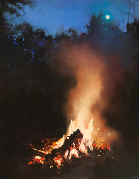 Beth Tockey William: Beth Tockey Williams, Moon Fire, 2020, pastel on UART paper, 10 x 8 in. Sold.
